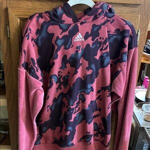 adidas Pink and Black Camo Pullover Hoodie